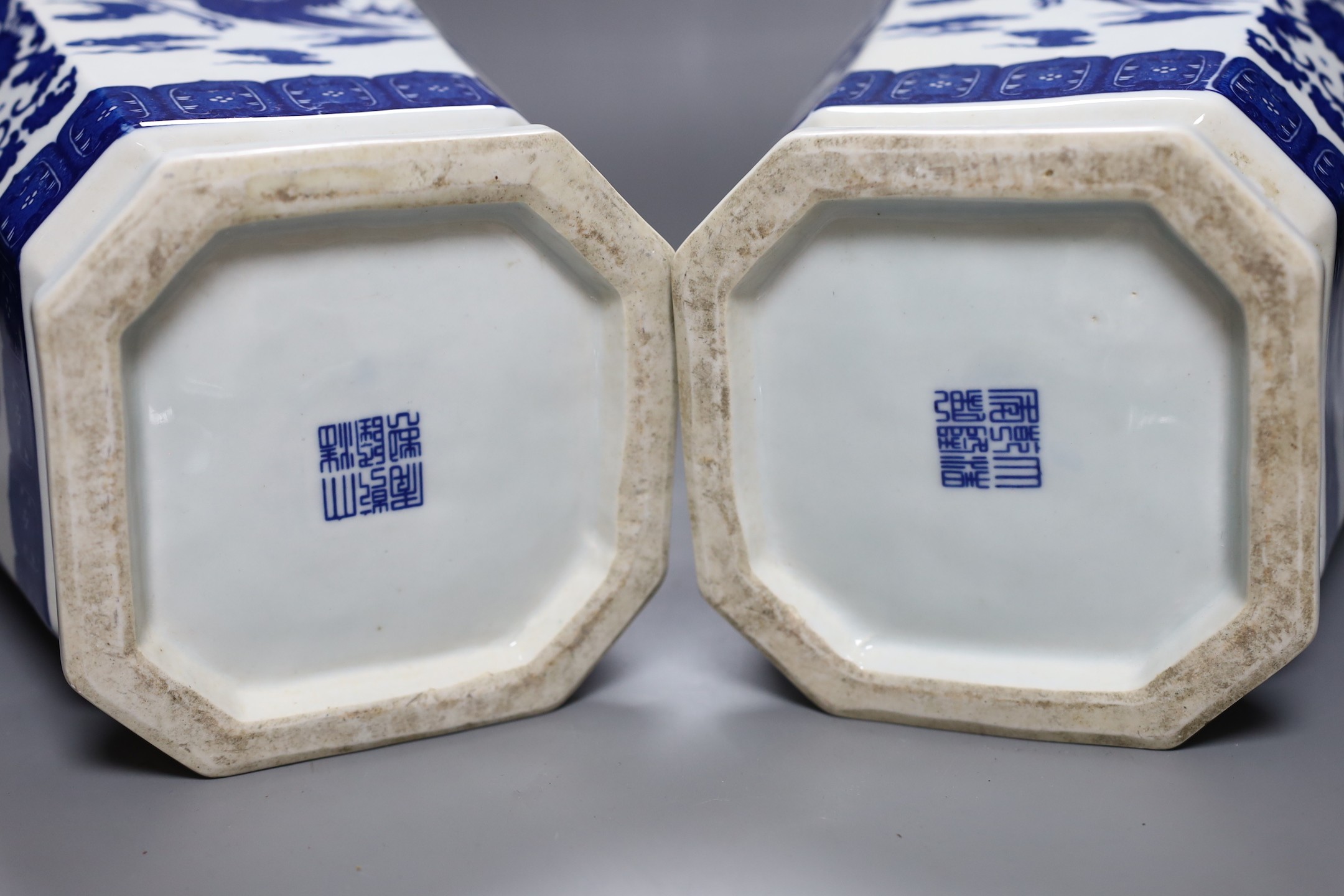 A pair of large Chinese blue and white ‘dragon’ vases, 40cm